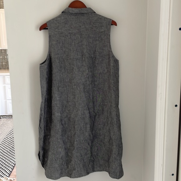 Saks Fifth Avenue Midi Shirt Dress Women’s Sz XL 100% Linen Sleeveless Pockets - Picture 8 of 12